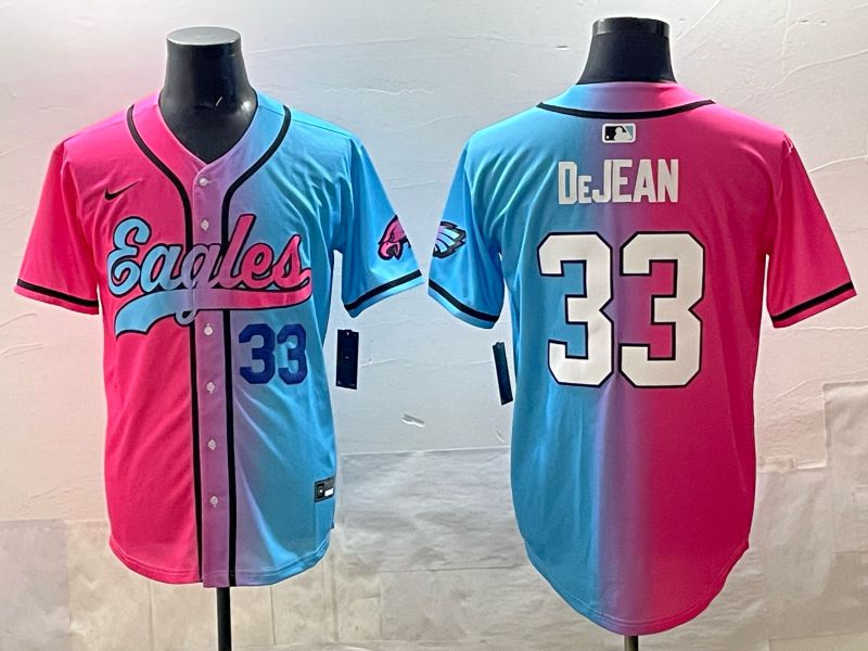 Men 2025 Philadelphia Eagles #33 Dejean Blue pink Nike Limited NFL Jersey style 05
